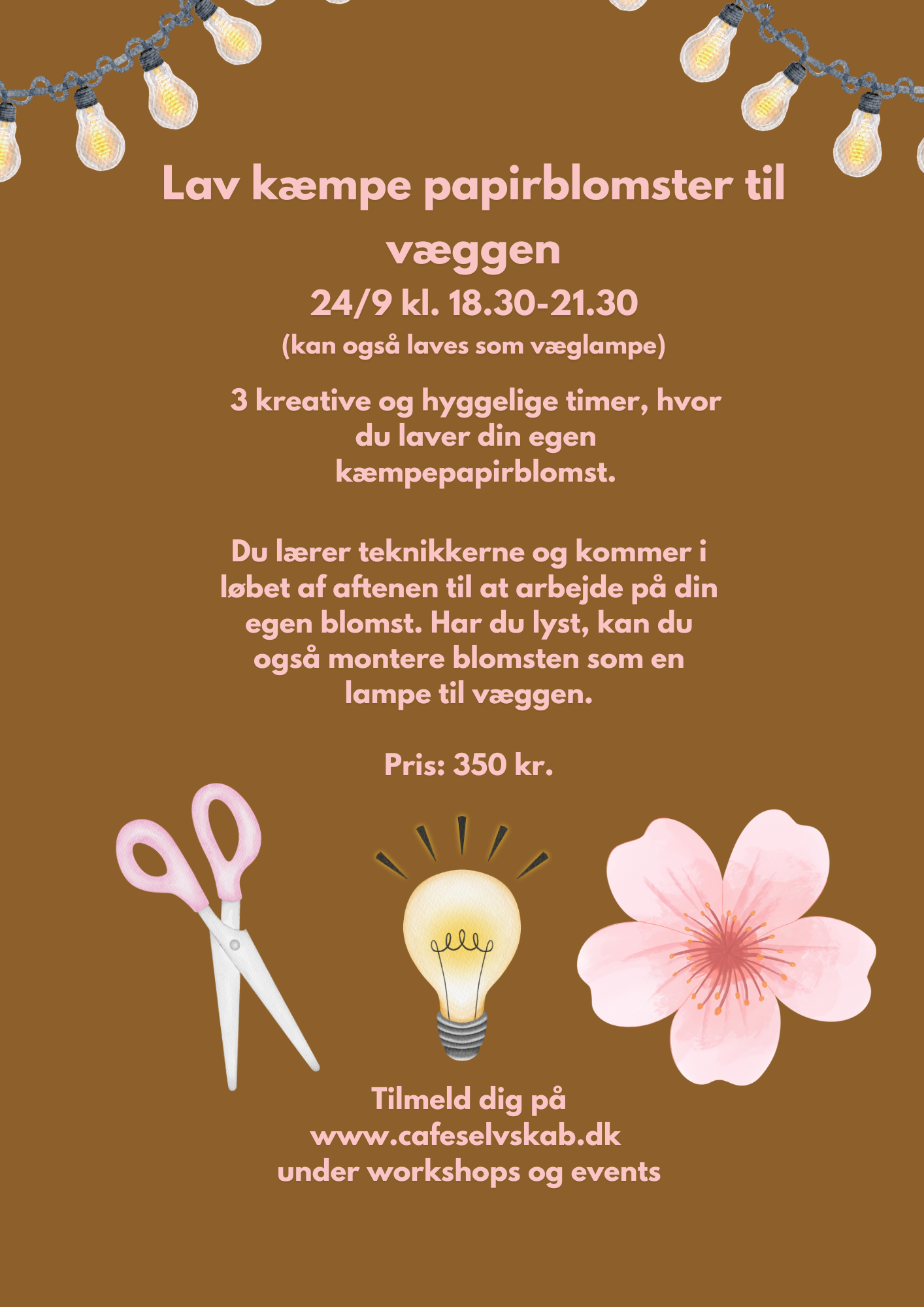 Kæmpe papirblomster til væggen 24/9 kl. 18.30-21.30 (kan også laves som væglampe)
