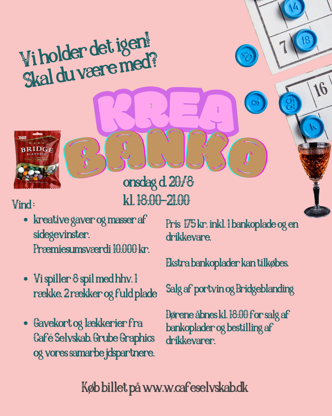 Kreabanko onsdag d. 20. august kl. 18.00-21.15