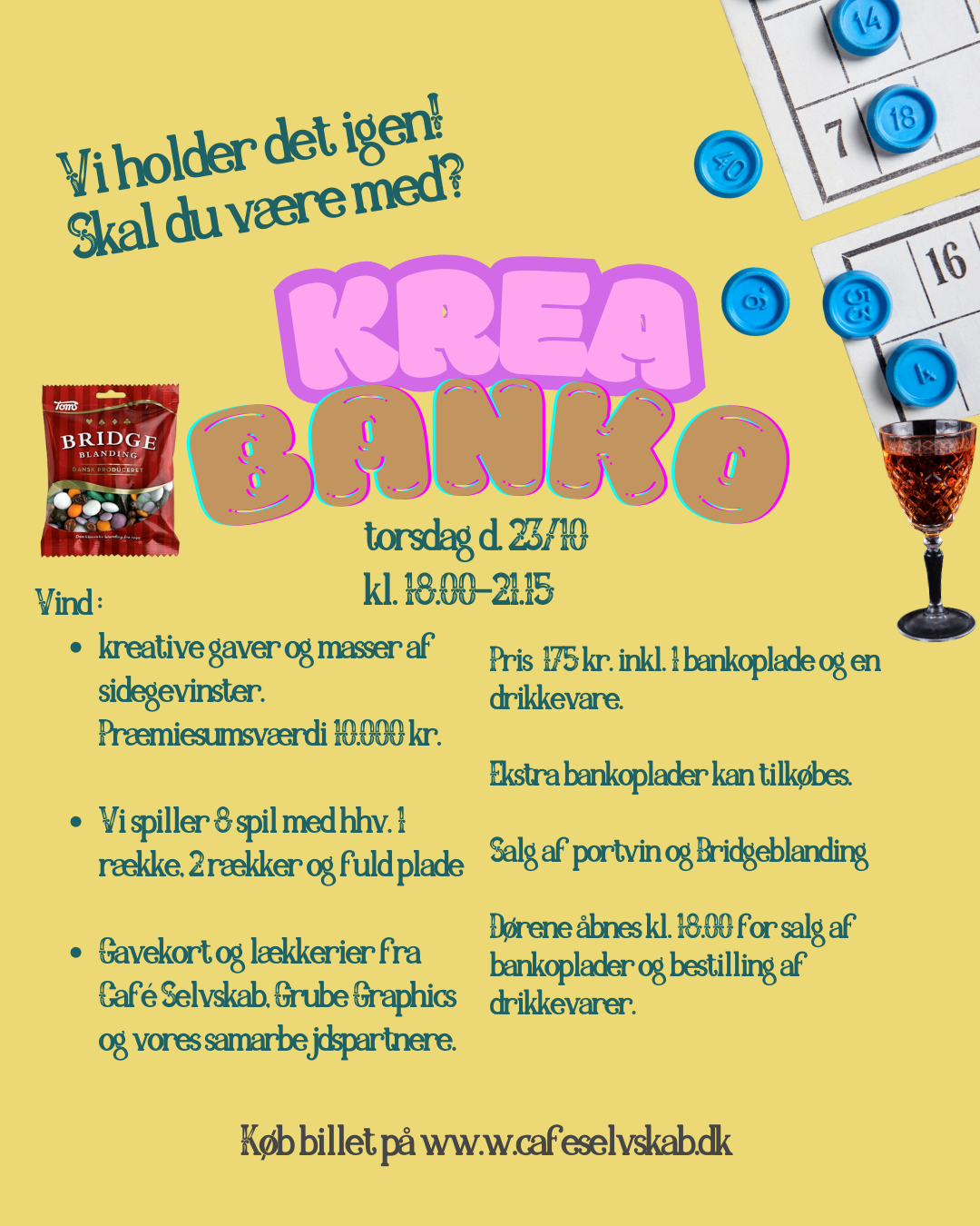 Kreabanko torsdag d. 23. oktober kl. 18.00-21.15