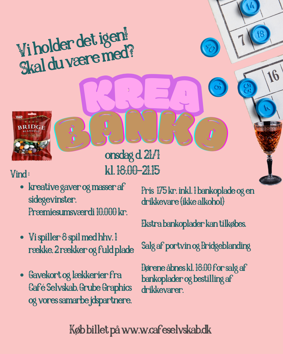 KREABANKO ONSDAG D. 21. JANUAR 18.00-21.15