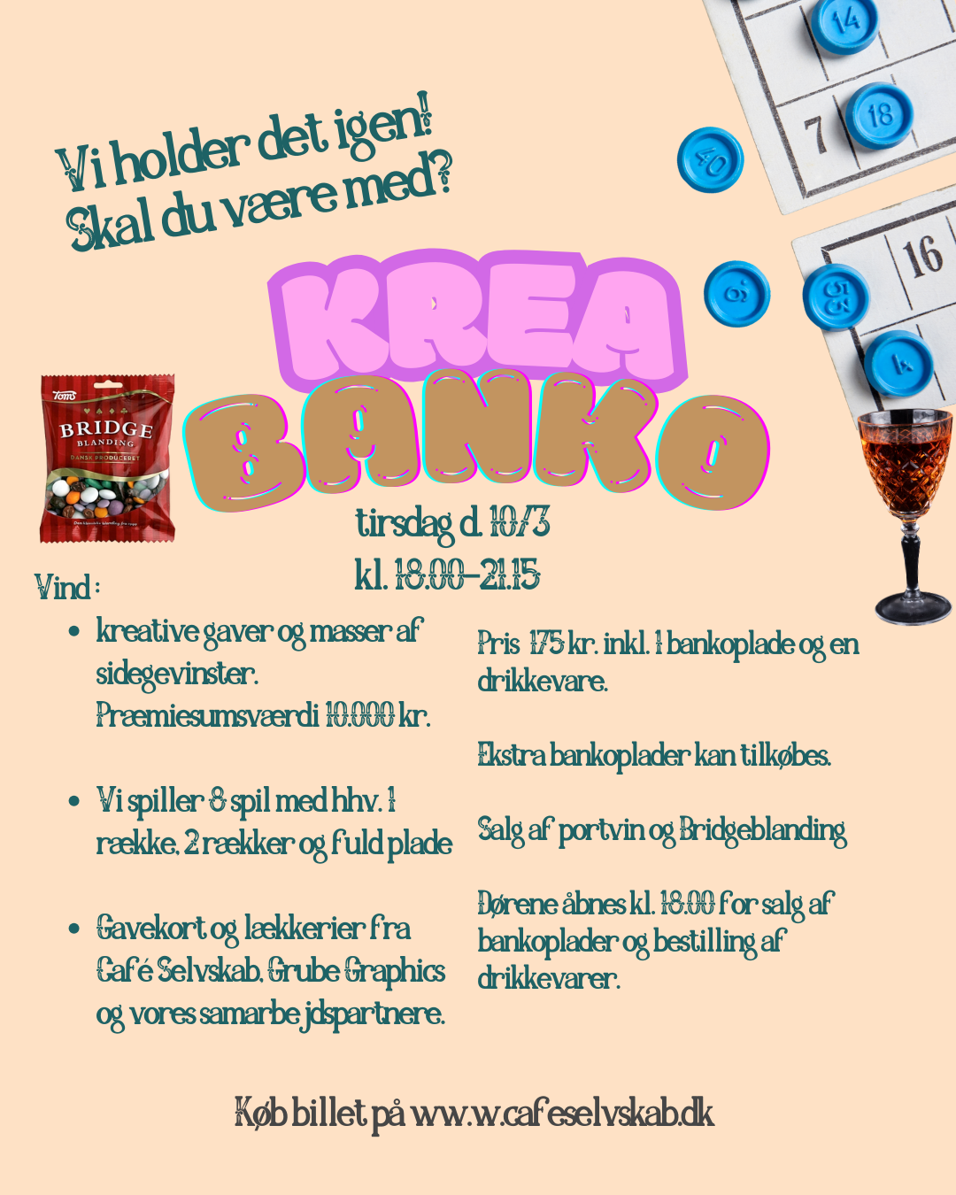 KREABANKO TIRSDAG D. 10. MARTS KL. 18.00-21.15