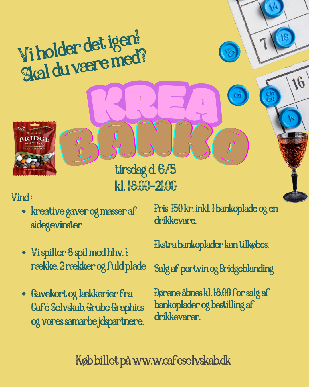 Kreabanko tirsdag d. 6. maj kl. 18.00-21.00